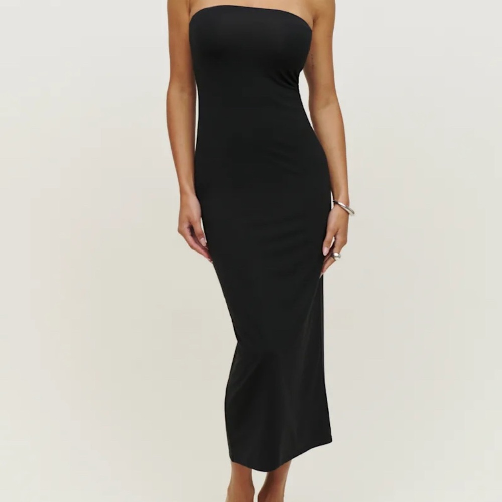 Reformation Elegant Black Strapless Dress